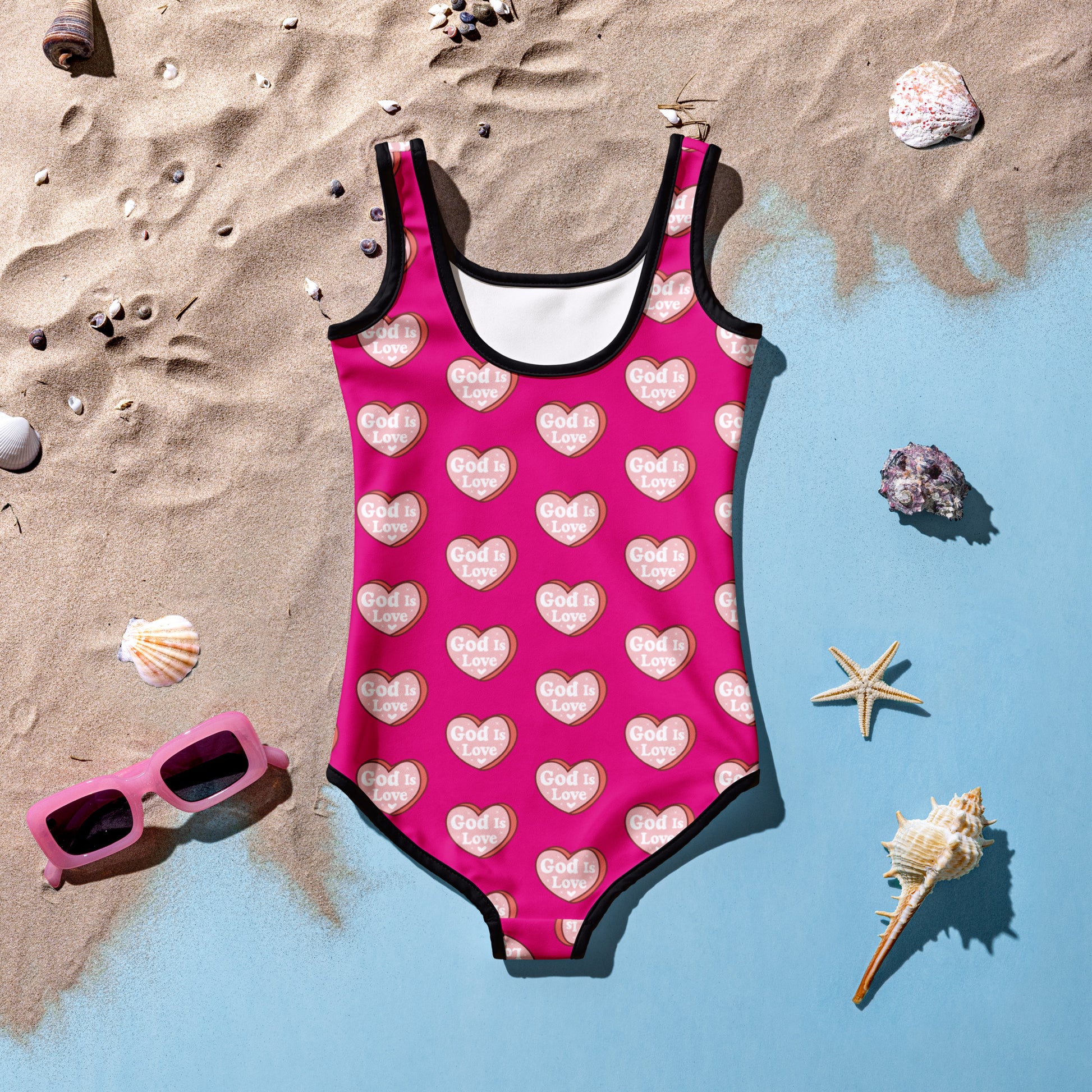 He Is Love Christian Kids Swimsuit - ClaimedbyGodDesigns