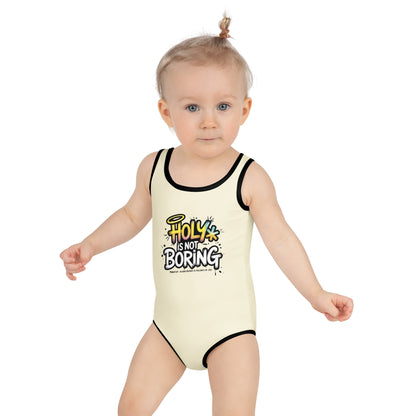 Holy Is Not Boring Christian Kids Swimsuit - ClaimedbyGodDesigns
