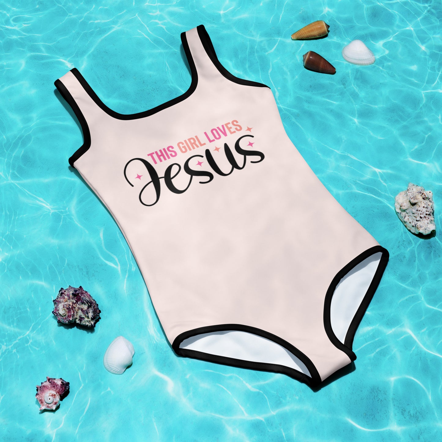 This Girl Loves Him Christian Kids Swimsuit - ClaimedbyGodDesigns