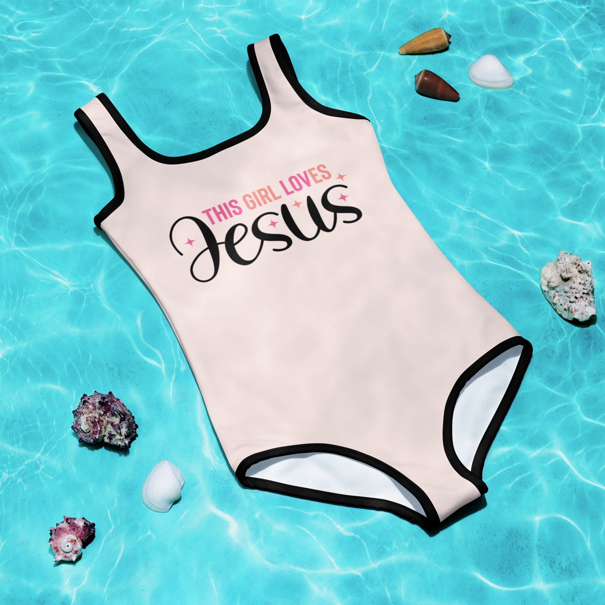 This Girl Loves Him Christian Kids Swimsuit - ClaimedbyGodDesigns
