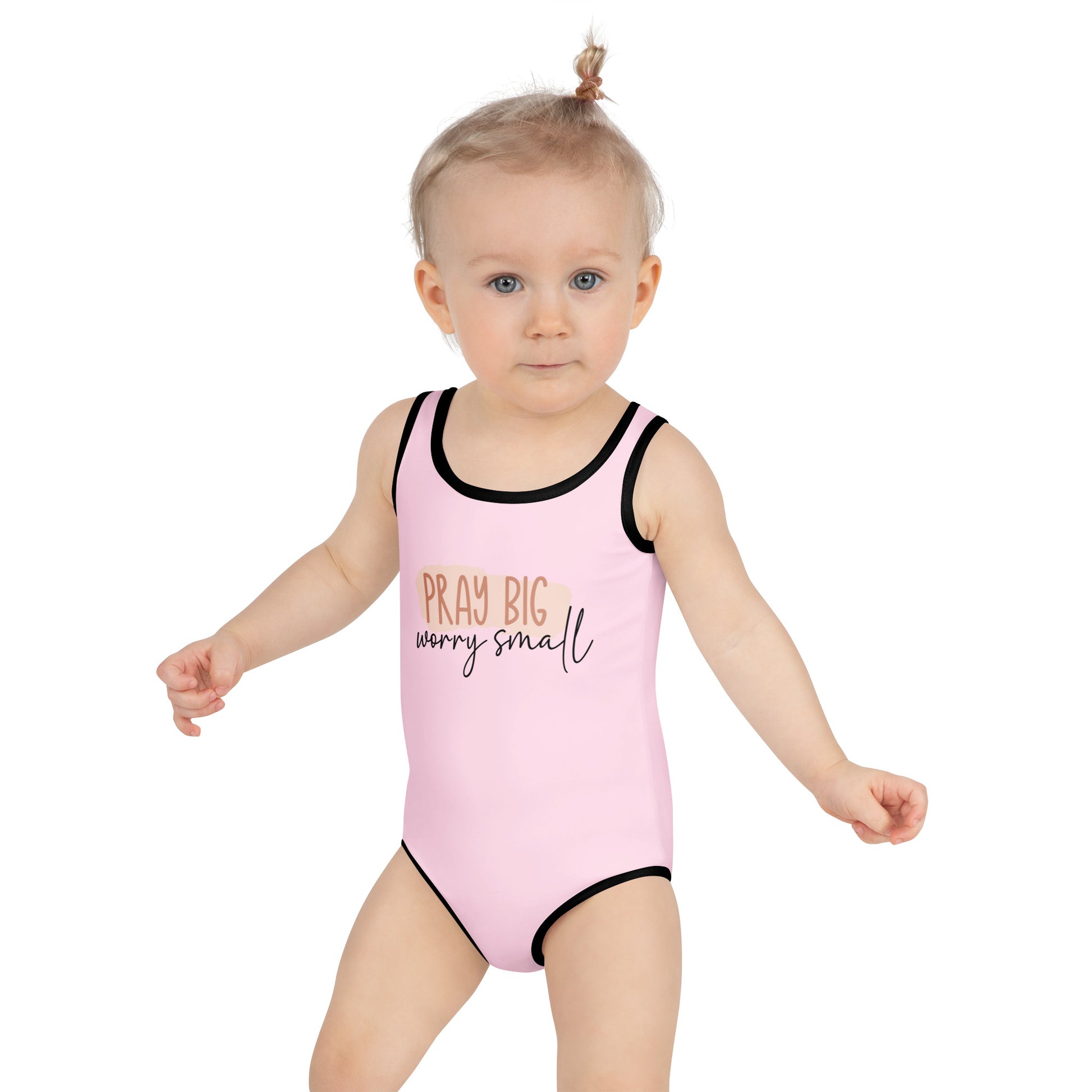 Pray Big Worry Small Christian Kids Swimsuit - ClaimedbyGodDesigns