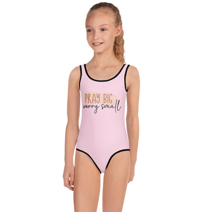 Pray Big Worry Small Christian Kids Swimsuit - ClaimedbyGodDesigns