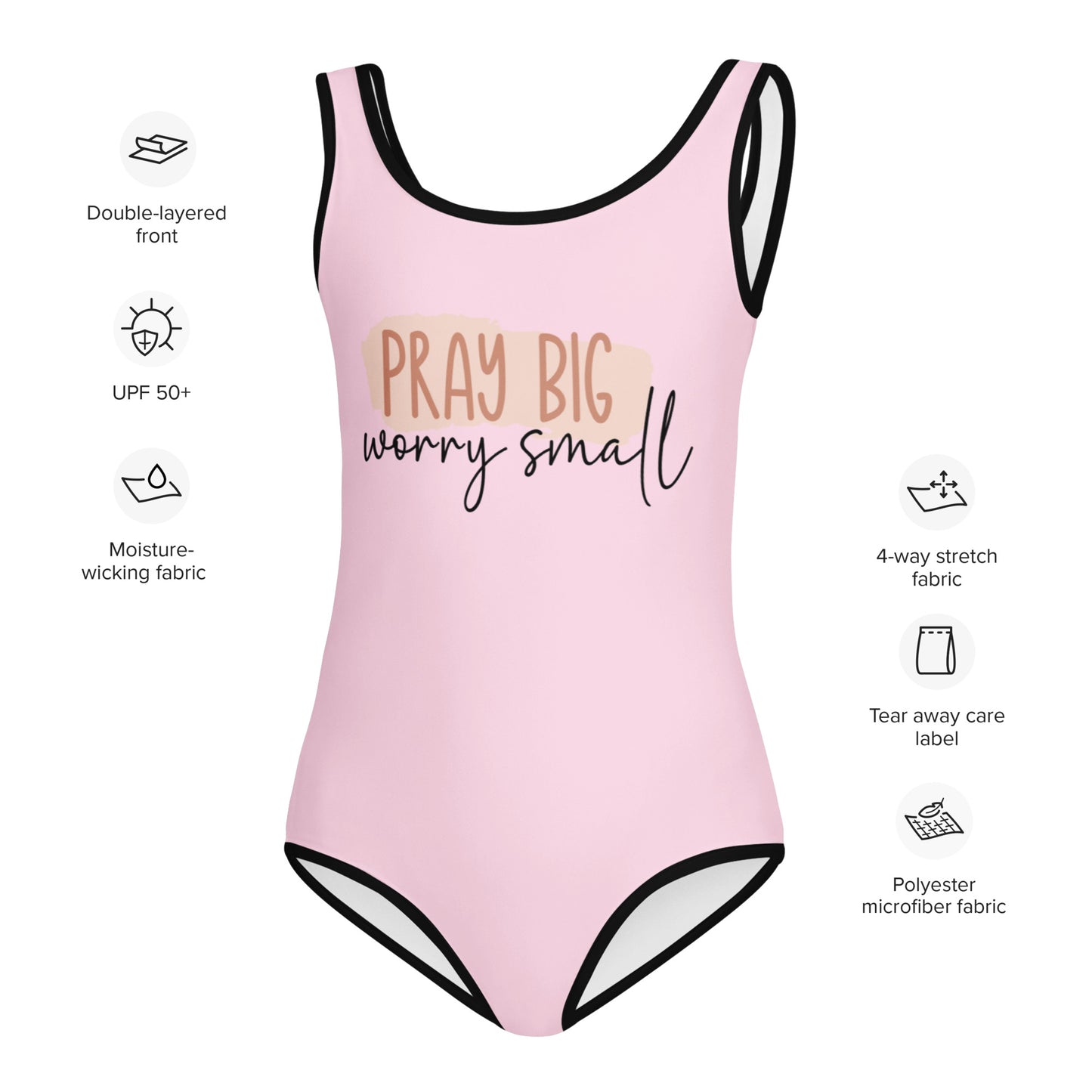 Pray Big Worry Small Christian Kids Swimsuit - ClaimedbyGodDesigns