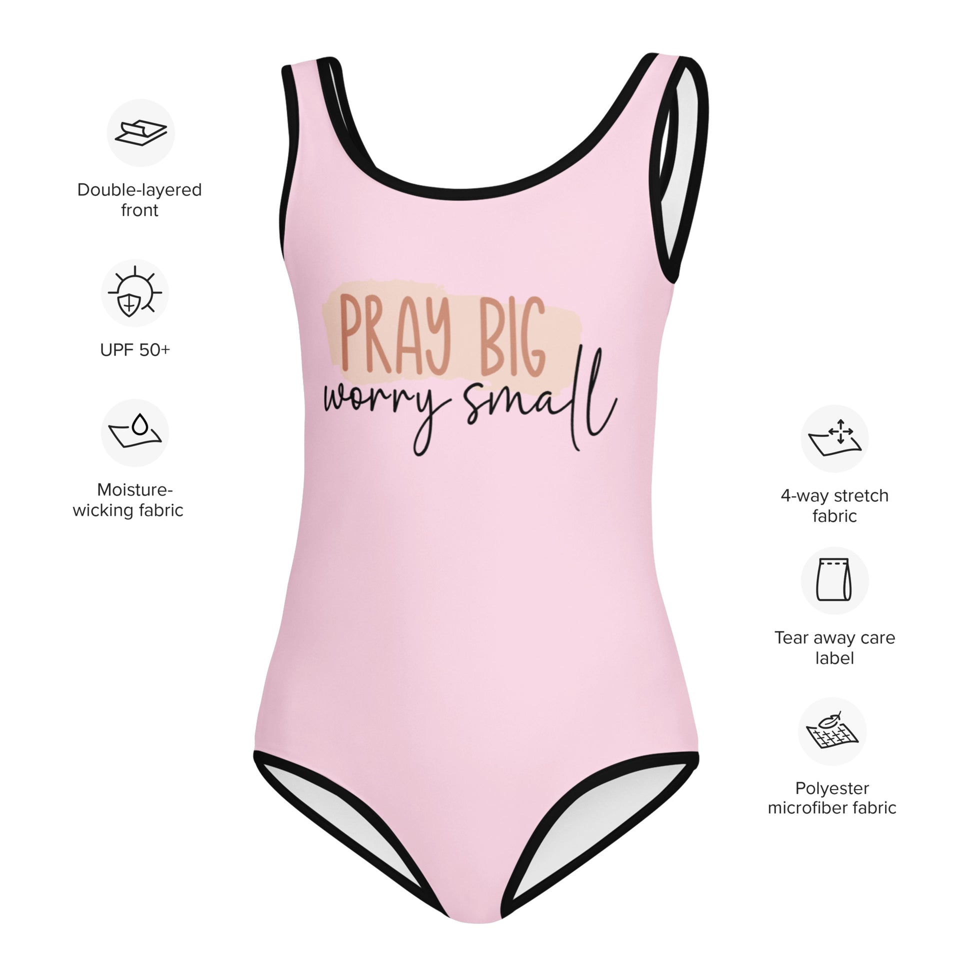 Pray Big Worry Small Christian Kids Swimsuit - ClaimedbyGodDesigns