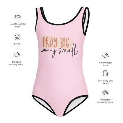 Pray Big Worry Small Christian Kids Swimsuit - ClaimedbyGodDesigns