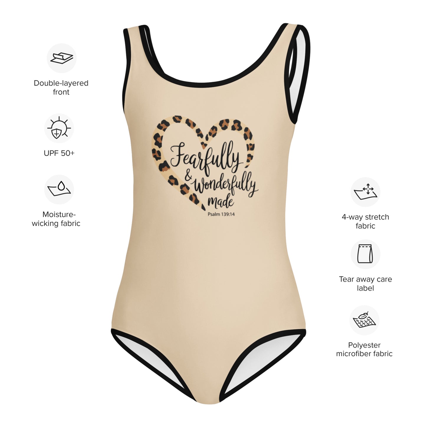 Fearfully And Wonderfully Made Christian Kids Swimsuit - ClaimedbyGodDesigns