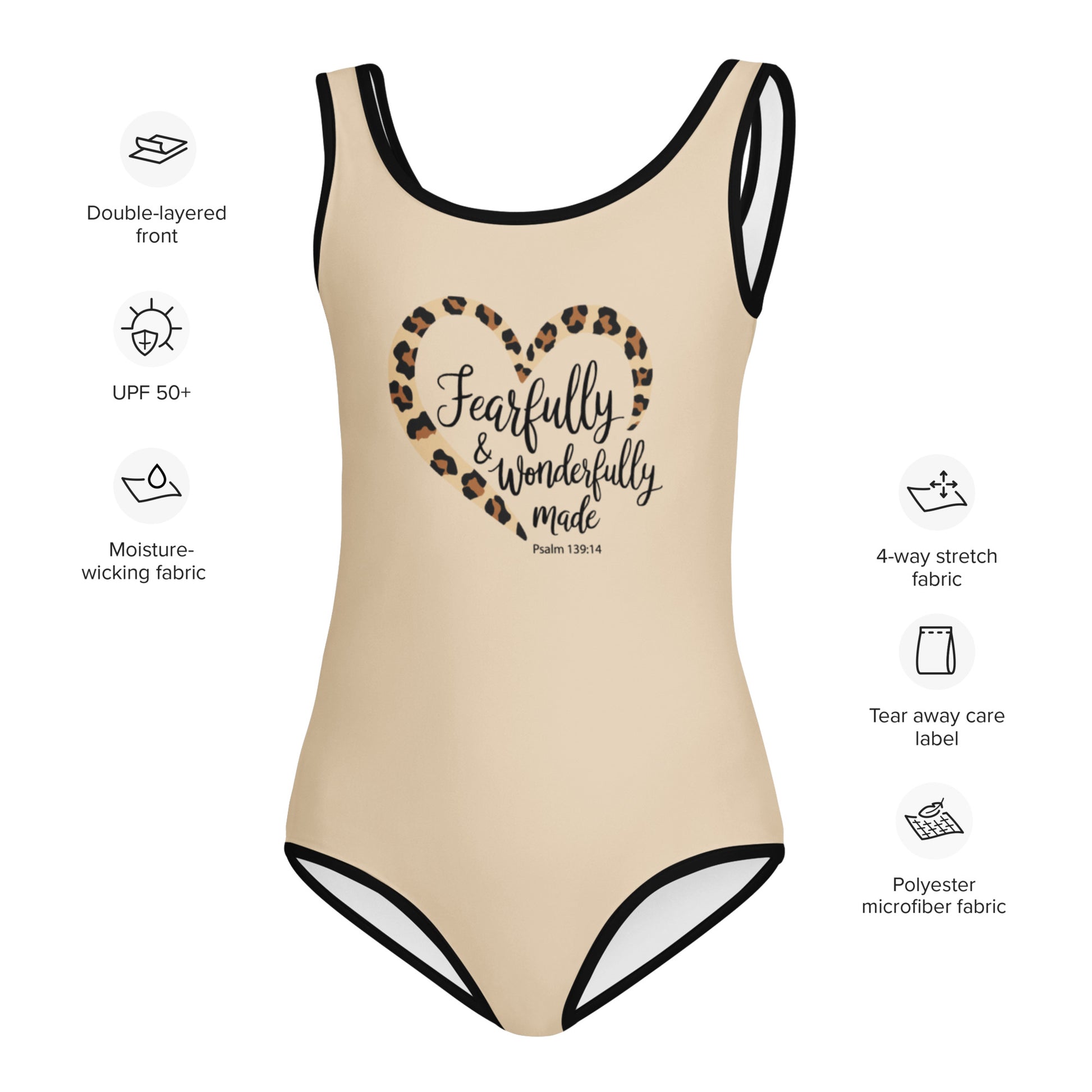 Fearfully And Wonderfully Made Christian Kids Swimsuit - ClaimedbyGodDesigns