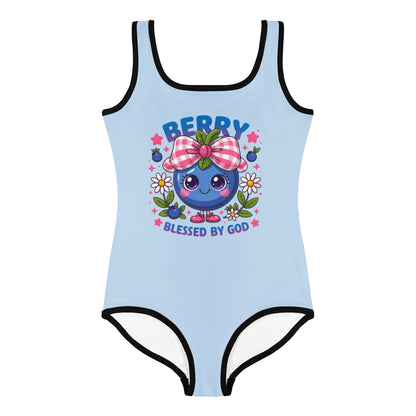 Berry Blessed Christian Kids Swimsuit - ClaimedbyGodDesigns