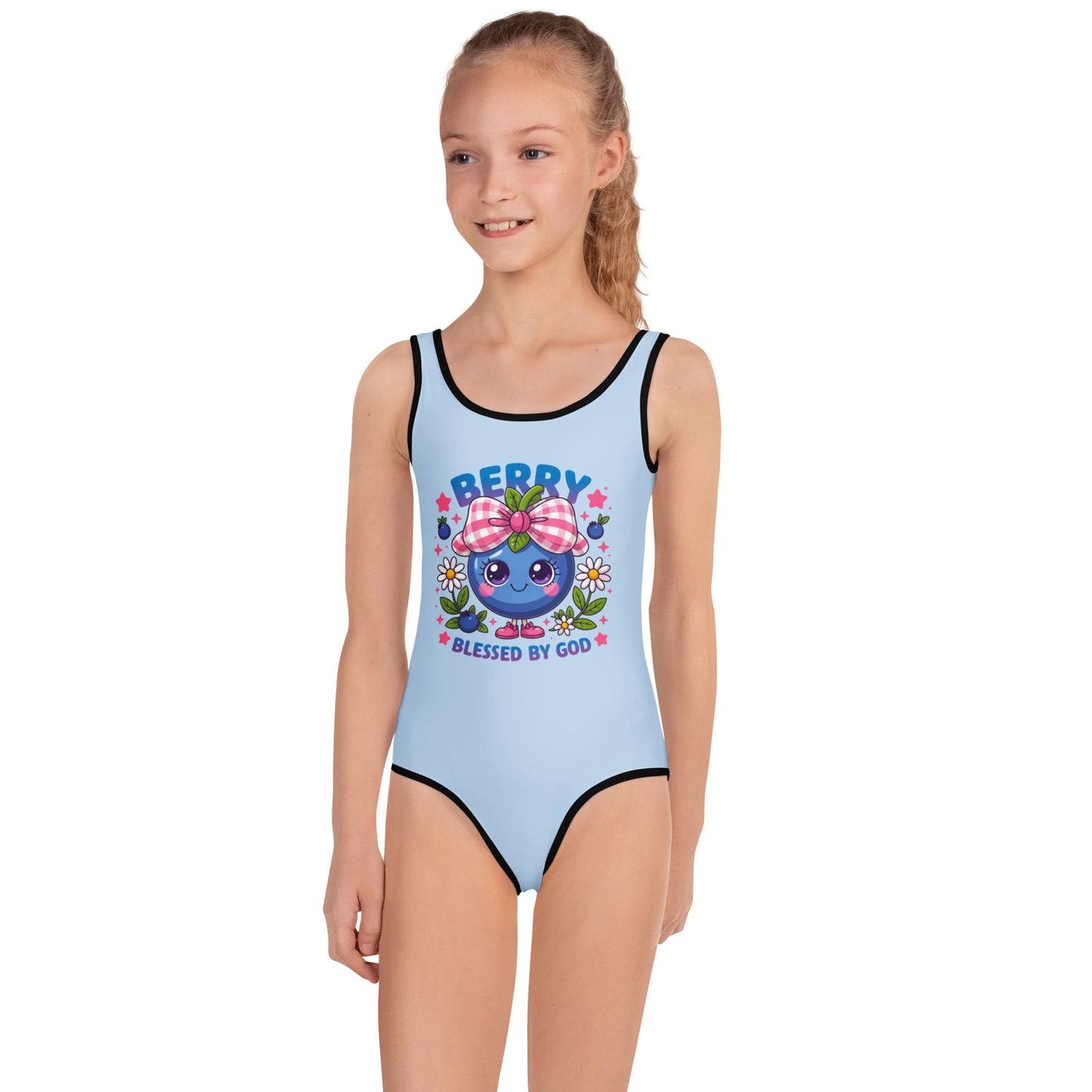 Berry Blessed Christian Kids Swimsuit - ClaimedbyGodDesigns