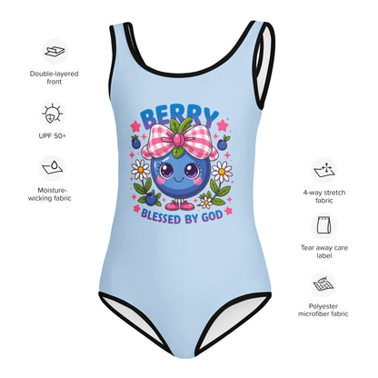 Berry Blessed Christian Kids Swimsuit - ClaimedbyGodDesigns