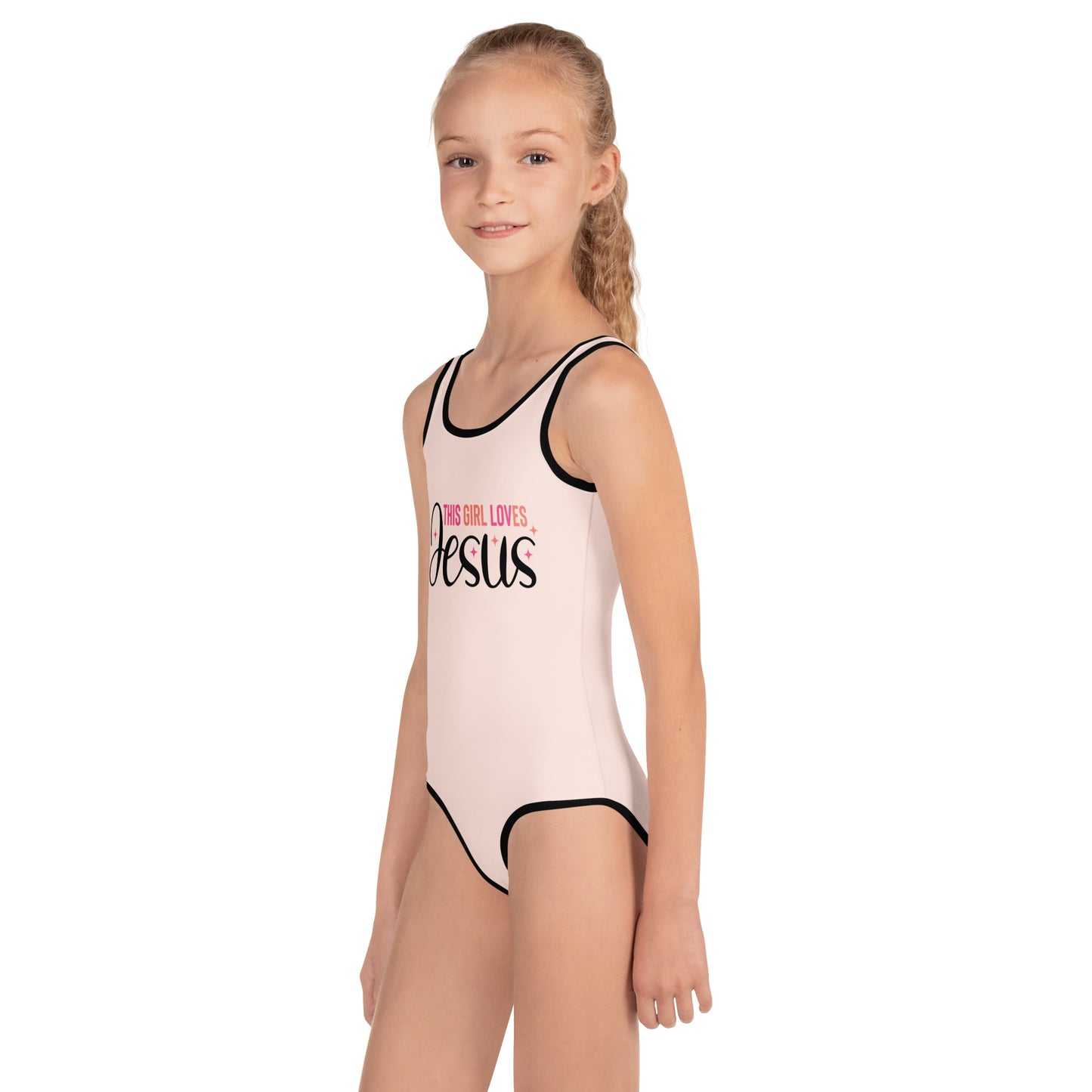 This Girl Loves Him Christian Kids Swimsuit - ClaimedbyGodDesigns