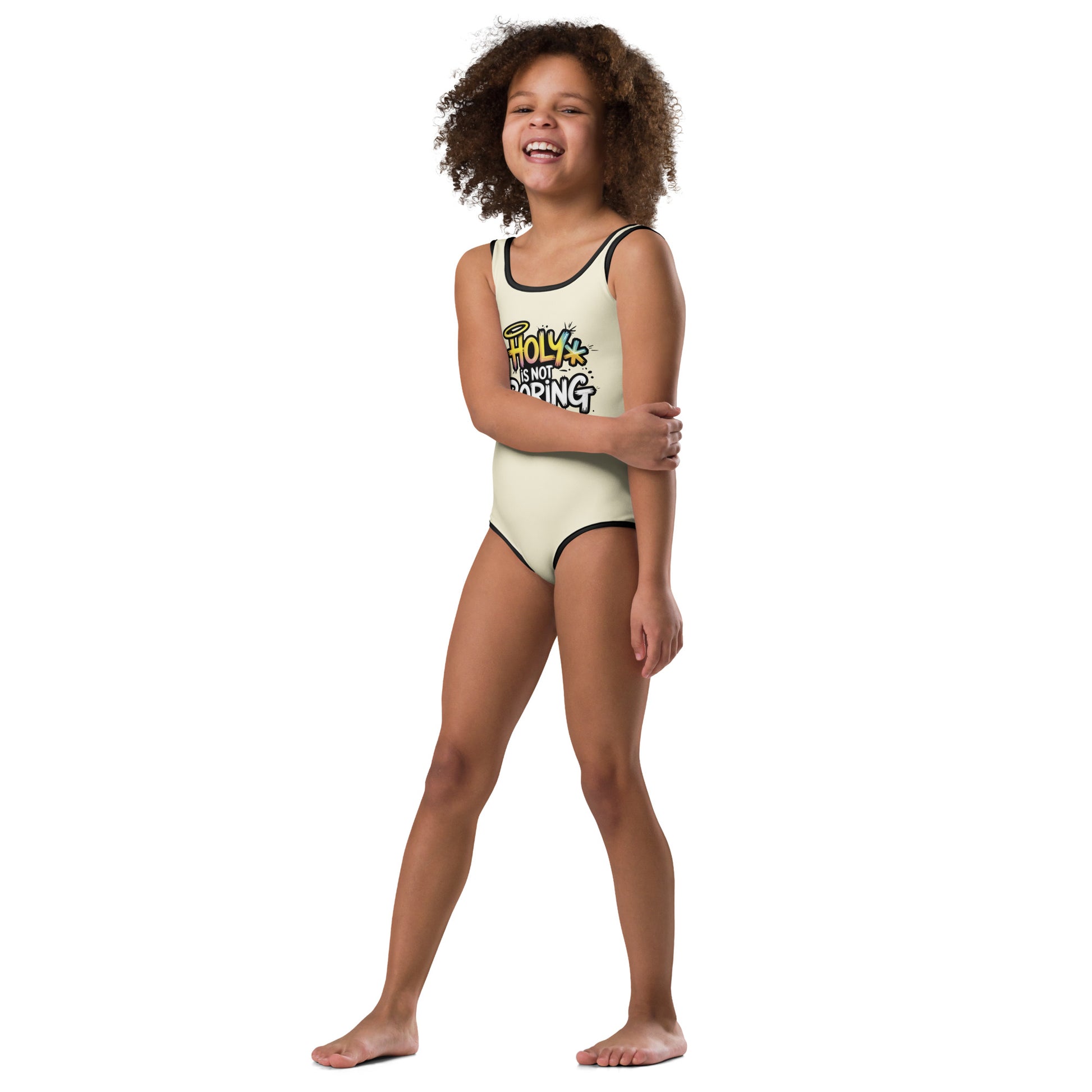 Holy Is Not Boring Christian Kids Swimsuit - ClaimedbyGodDesigns