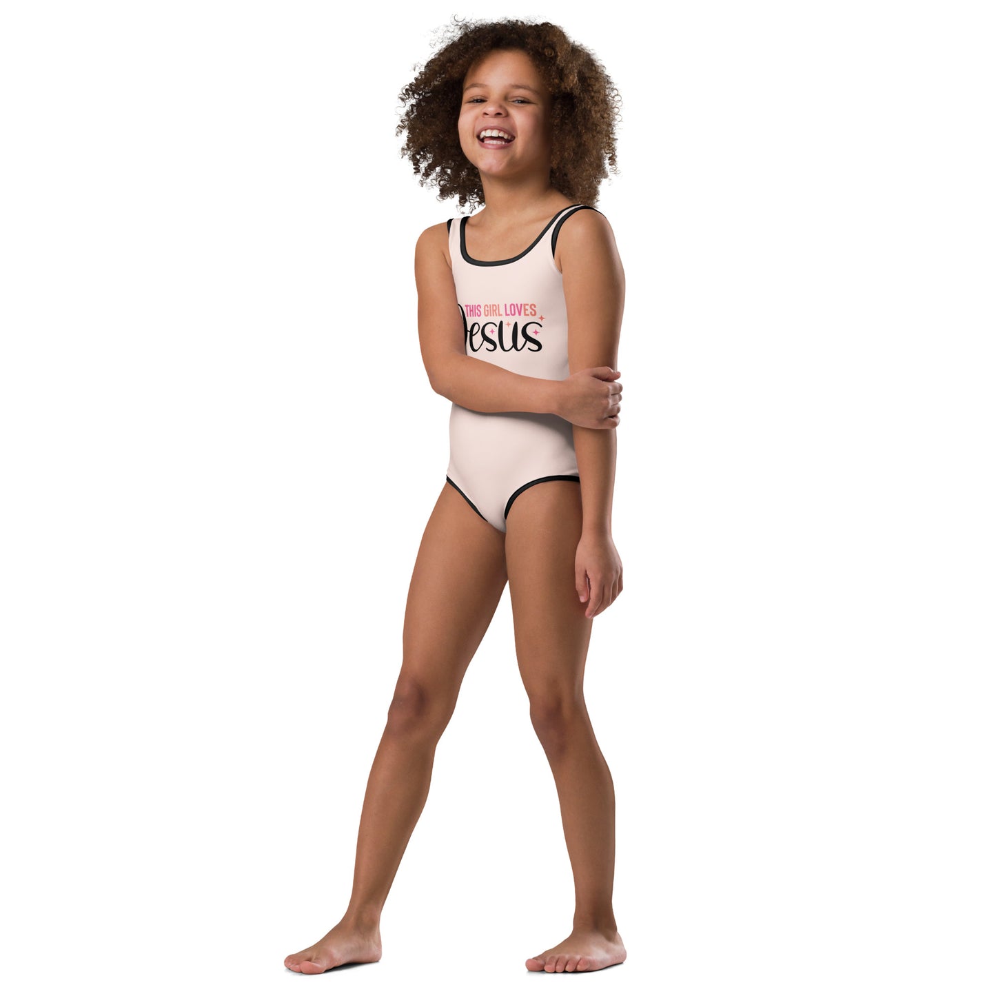 This Girl Loves Him Christian Kids Swimsuit - ClaimedbyGodDesigns