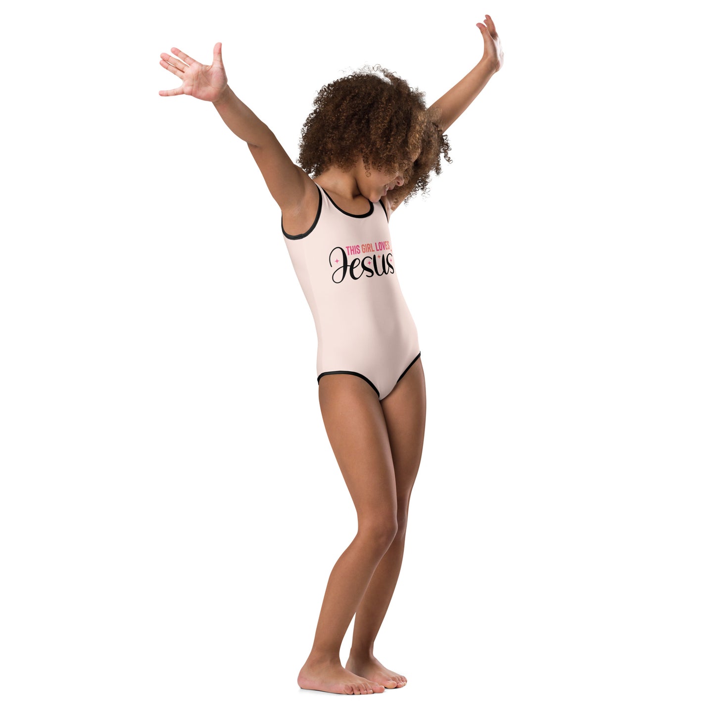 This Girl Loves Him Christian Kids Swimsuit - ClaimedbyGodDesigns