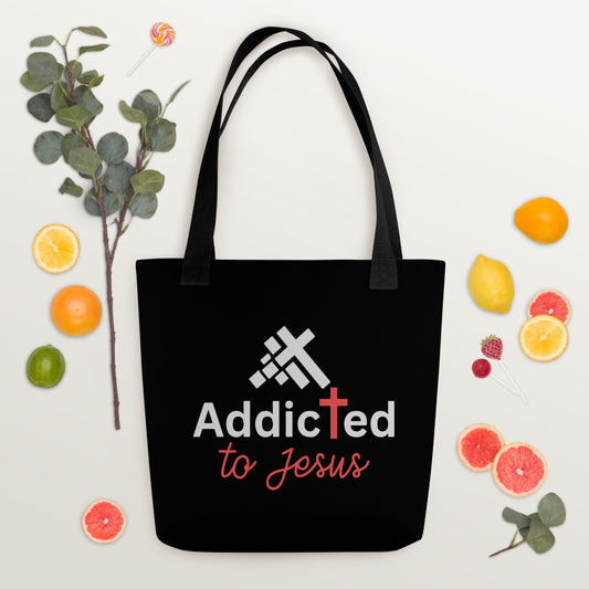 Addicted To Jesus Christian Cotton Tote bag