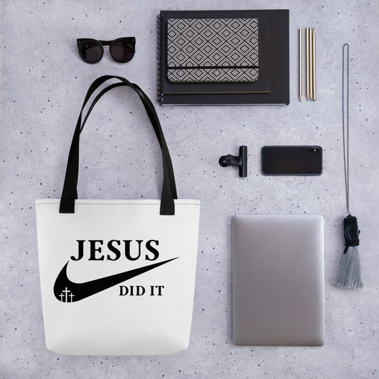 JESUS Did It (like Nike) Christian Cotton Tote bag