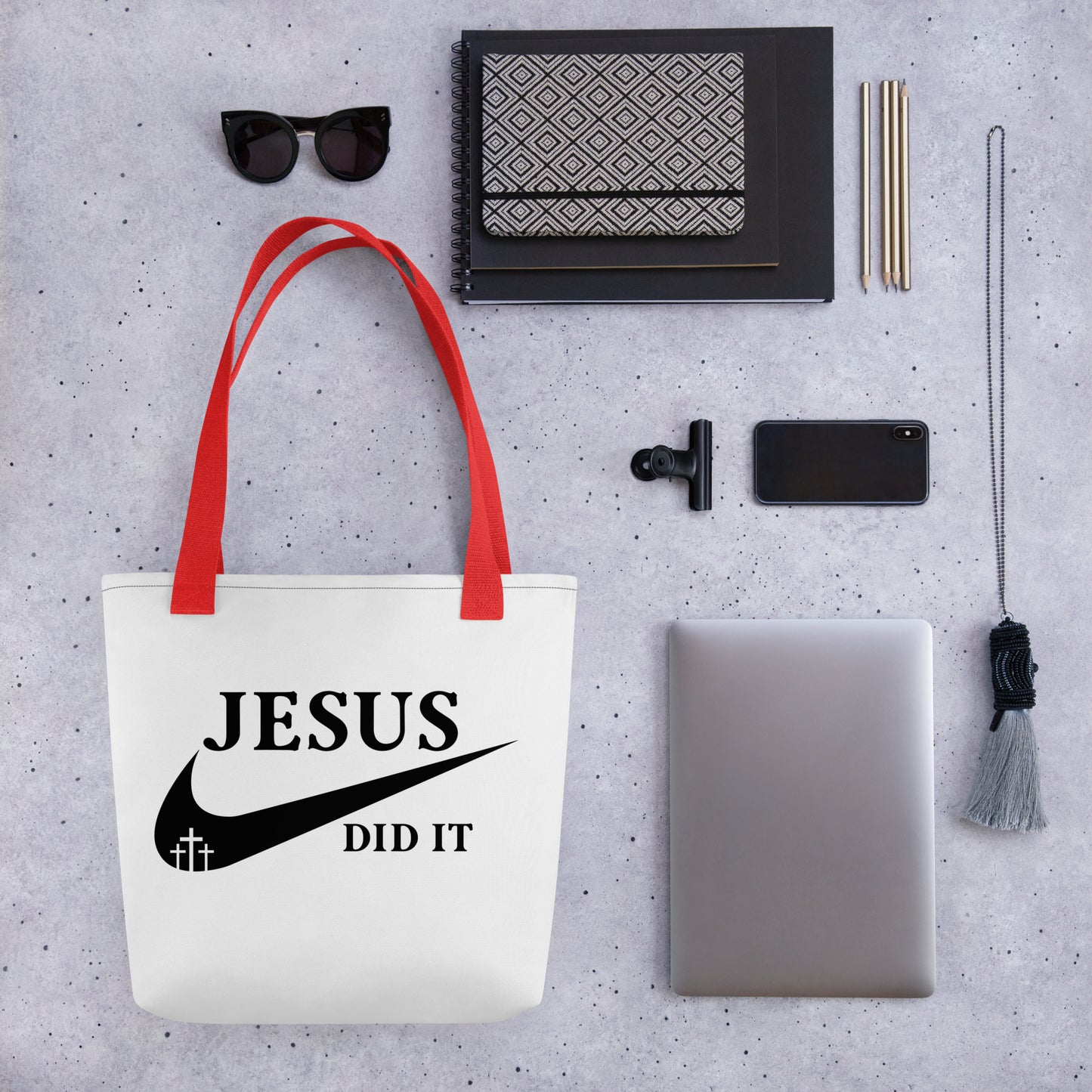 JESUS Did It (like Nike) Christian Cotton Tote bag