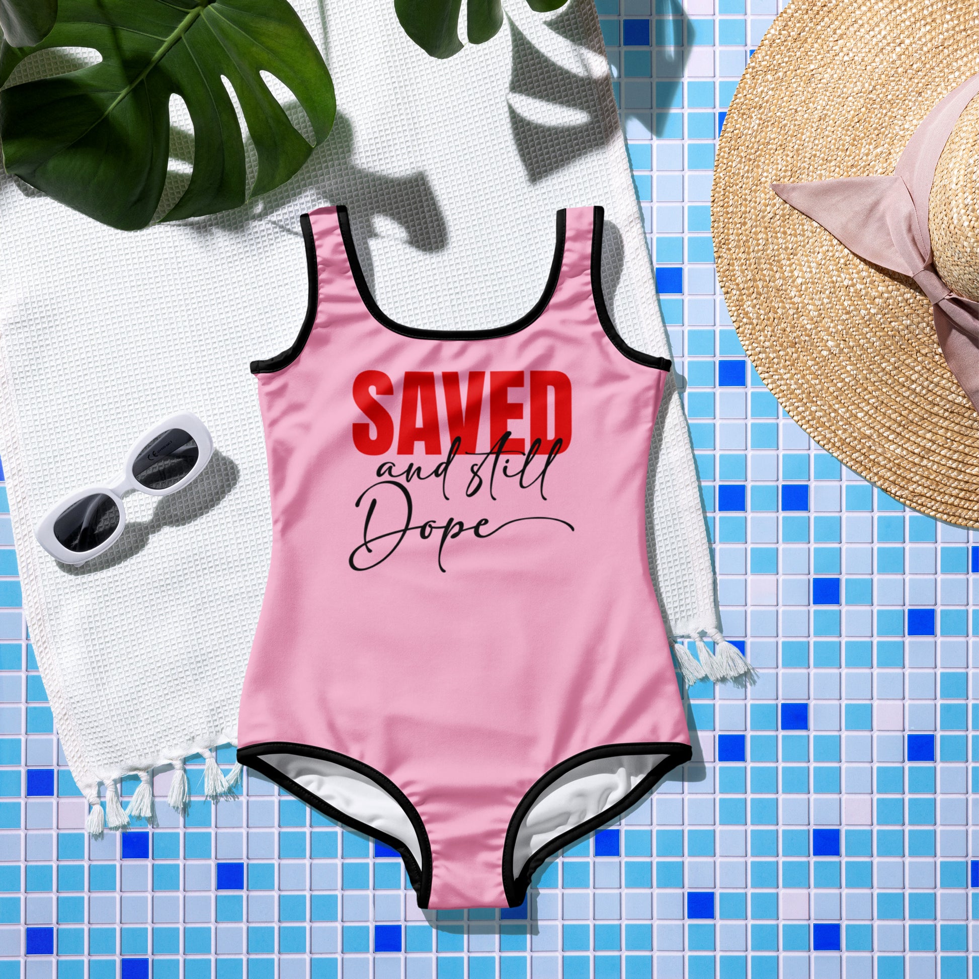 Saved And Still Dope Youth Christian Swimsuit - ClaimedbyGodDesigns