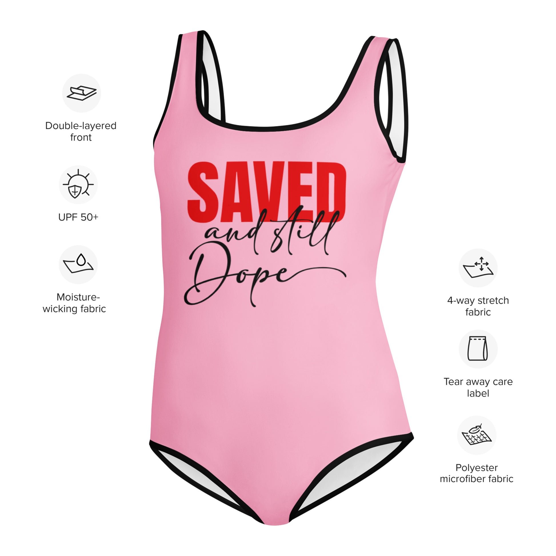 Saved And Still Dope Youth Christian Swimsuit - ClaimedbyGodDesigns