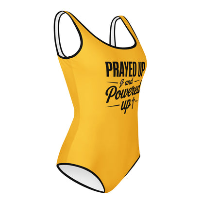 Prayed Up And Powered Up Youth Christian Swimsuit - ClaimedbyGodDesigns