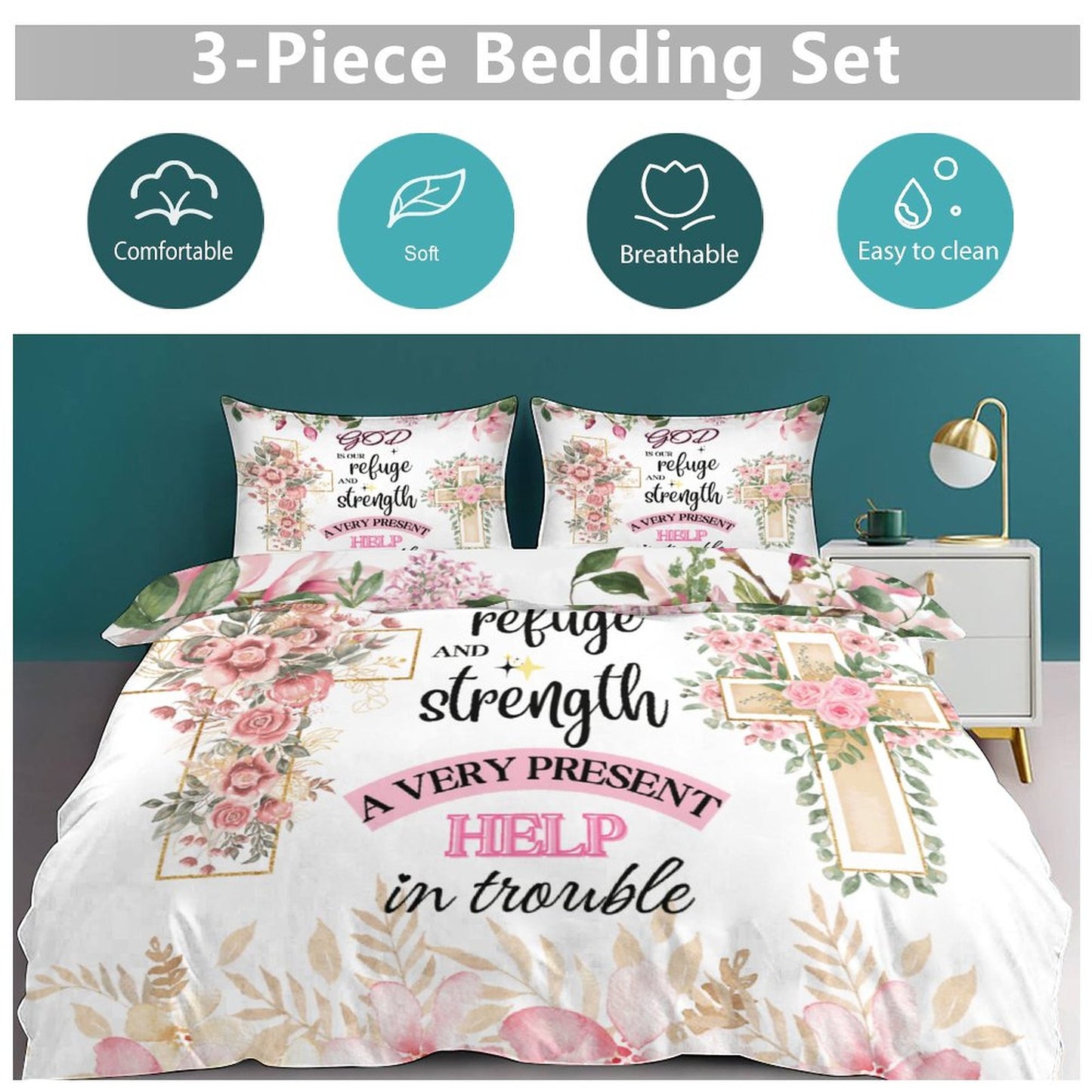 God Is Our Refuge And Strength A Very Present Help In Trouble 3-Piece Comforter Bedding Set-86"×70"/ 218×177cm SALE-Personal Design
