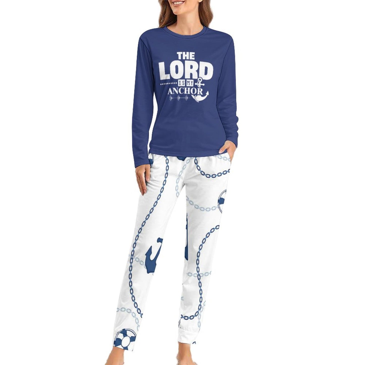 The Lord Is My Anchor Christian Women's 2 Piece Pajama Set