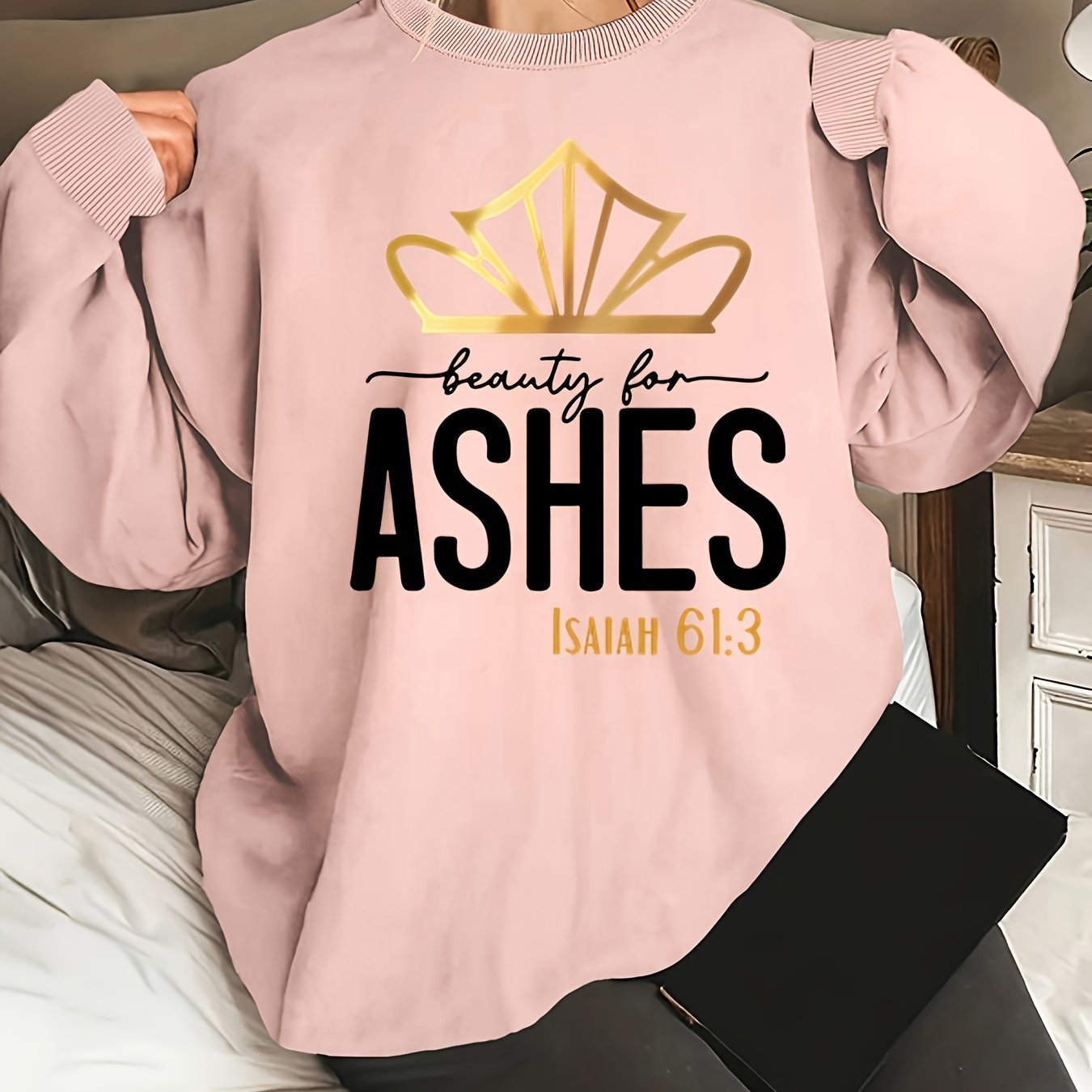 Beauty For Ashes Plus Size Women's Christian Pullover Sweatshirt claimedbygoddesigns