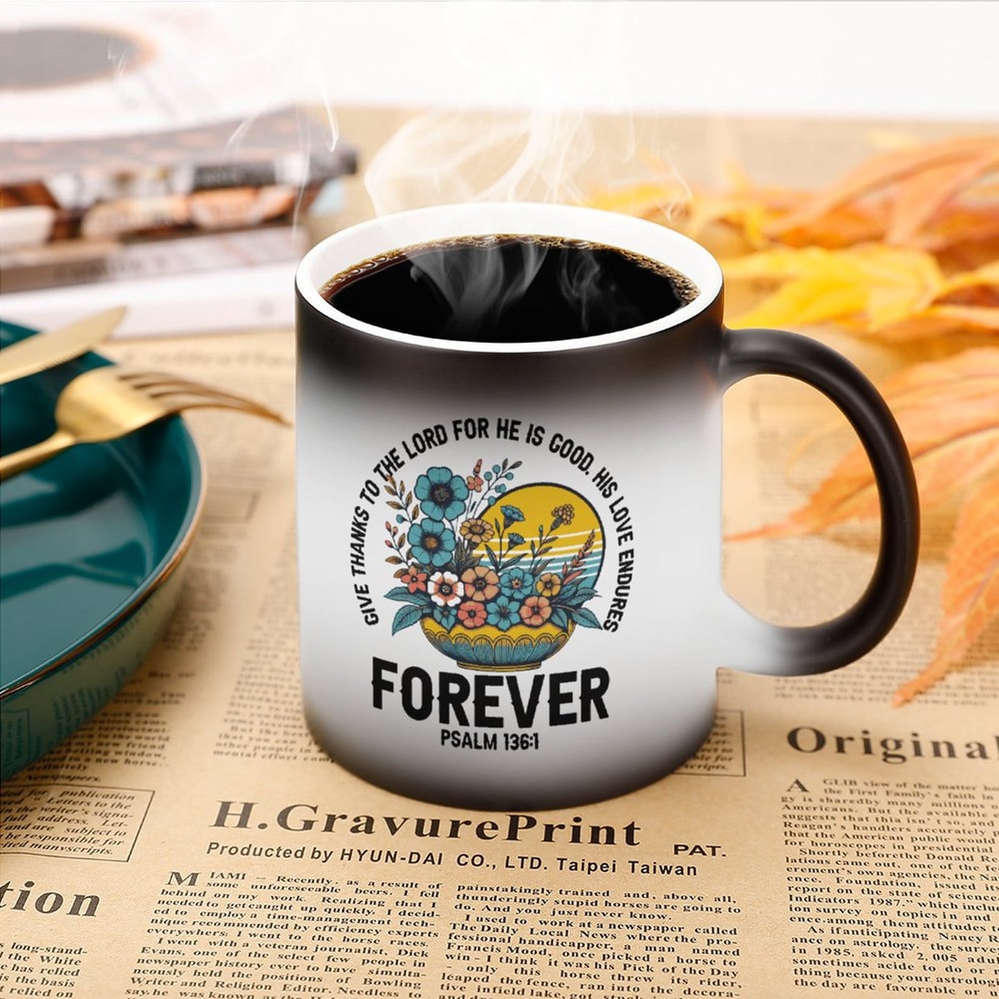 God's Love Endures Forever Christian Color Changing Mug (Dual-sided)