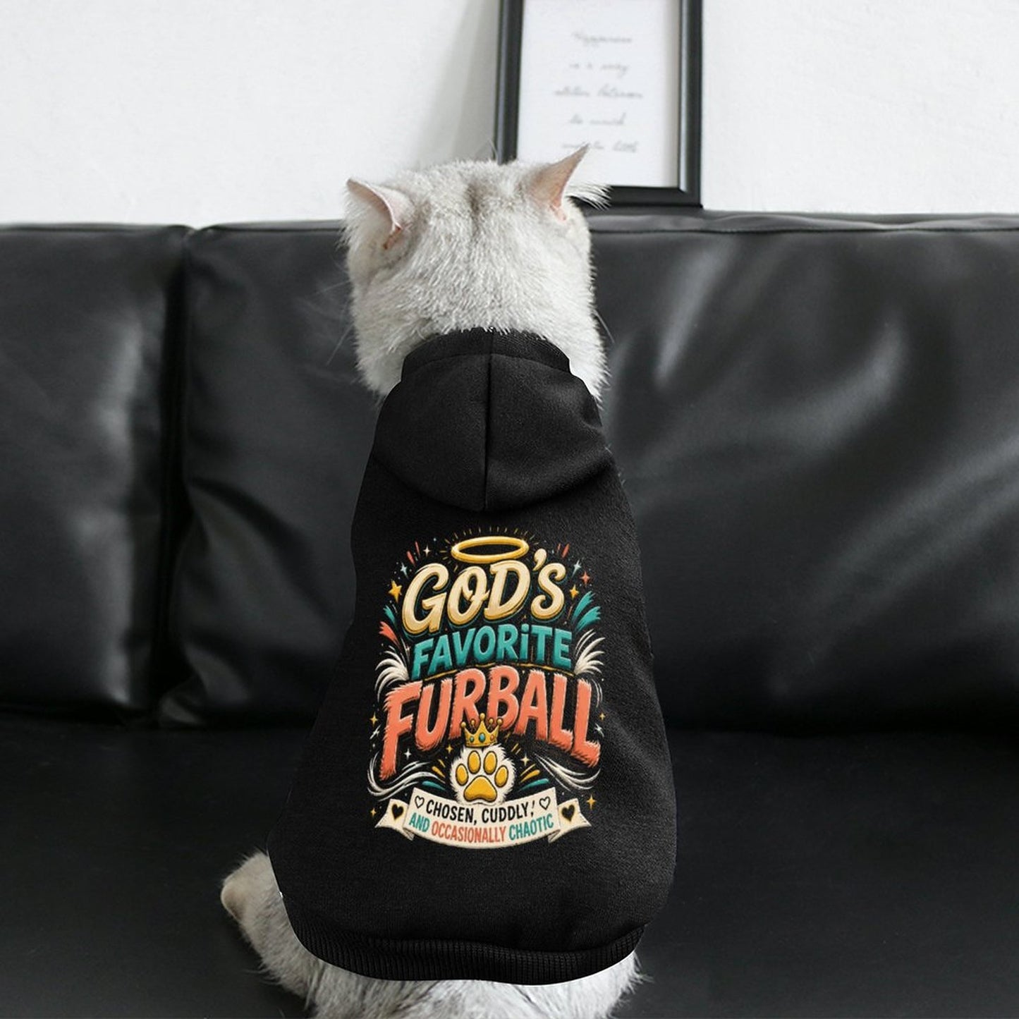 God's Favorite Furball Christian Pet Hooded Pullover Sweatshirt Dog/Cat Hoodie Warm, Soft & Breathable - ClaimedbyGodDesigns