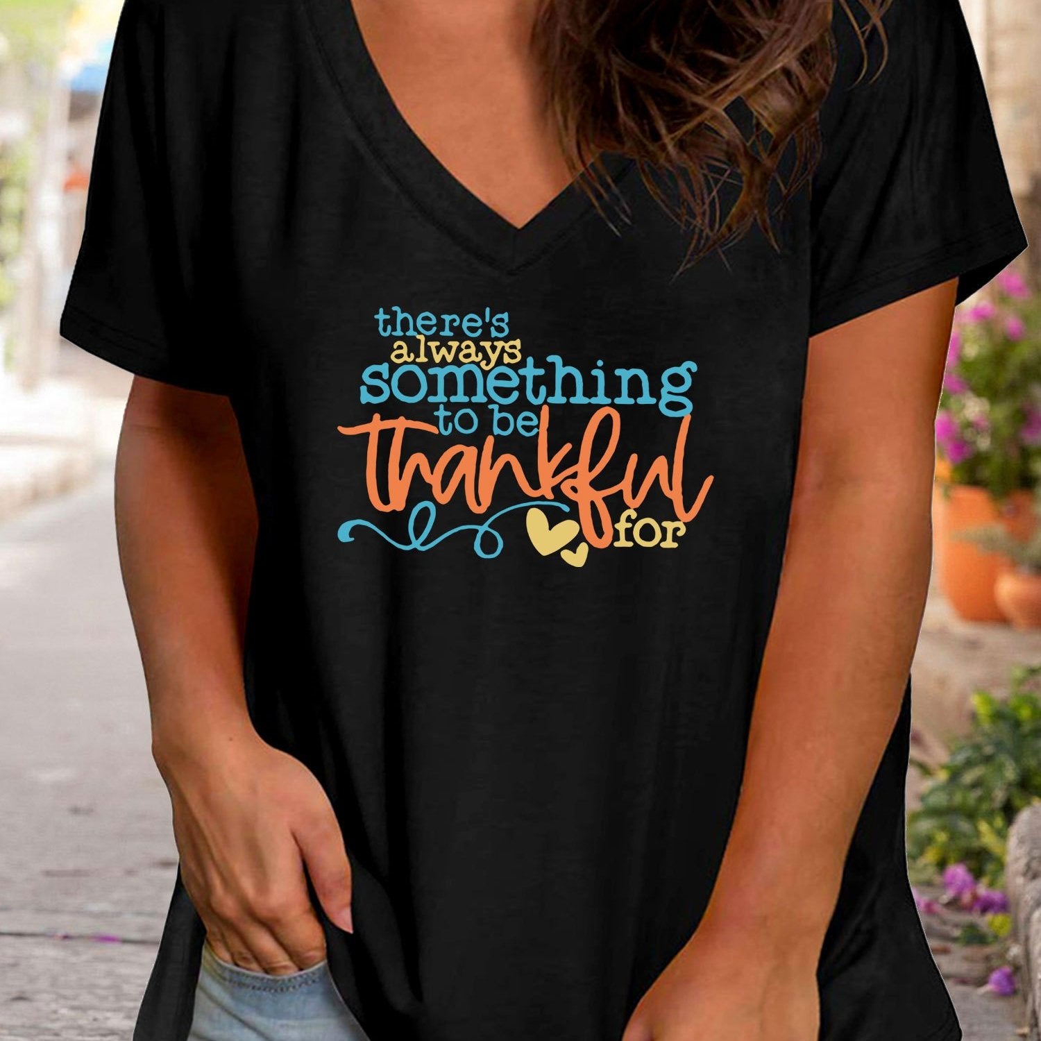 There's Always Something To Be Thankful For (thanksgiving themed) Plus Size Women's Christian T-shirt claimedbygoddesigns
