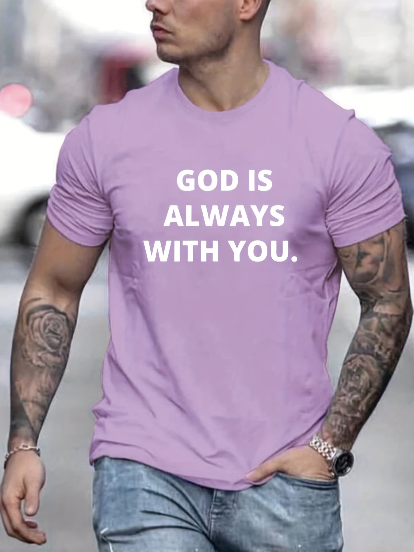 God Is Always With You Men's Christian T-shirt claimedbygoddesigns