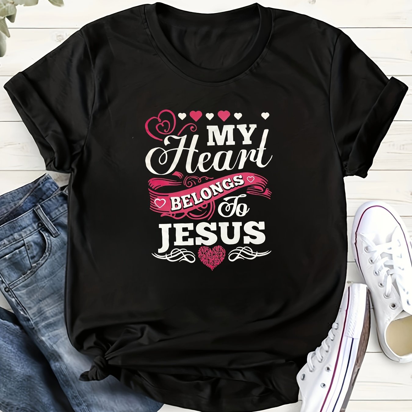 My Heart Belongs To Jesus Women's Christian T-shirt claimedbygoddesigns