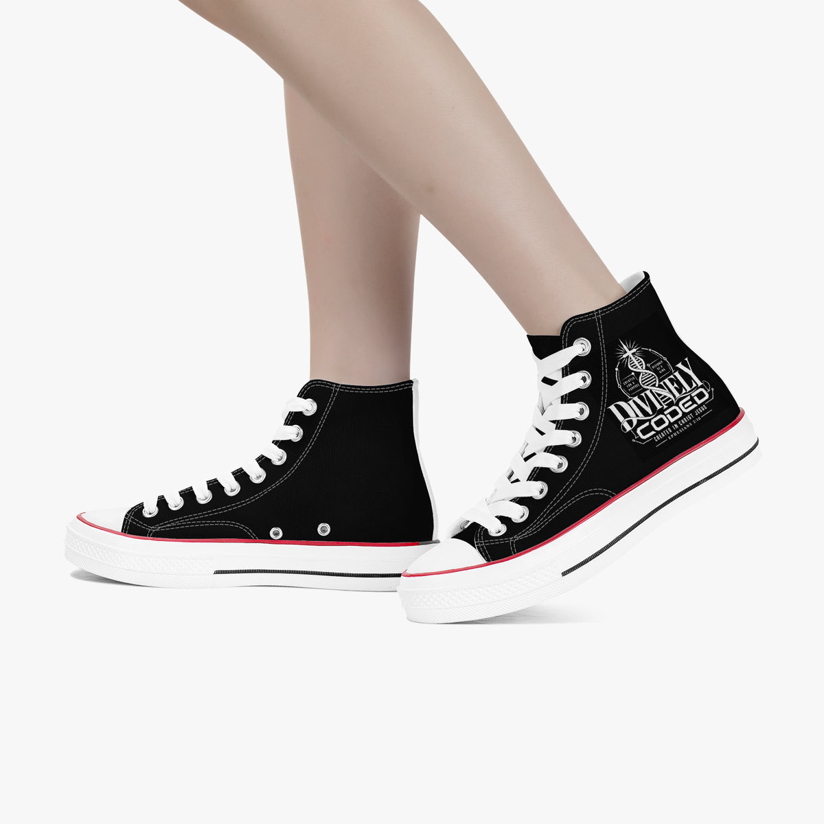 Divinely Coded unisex Christian high-top canvas sneakers, view 3