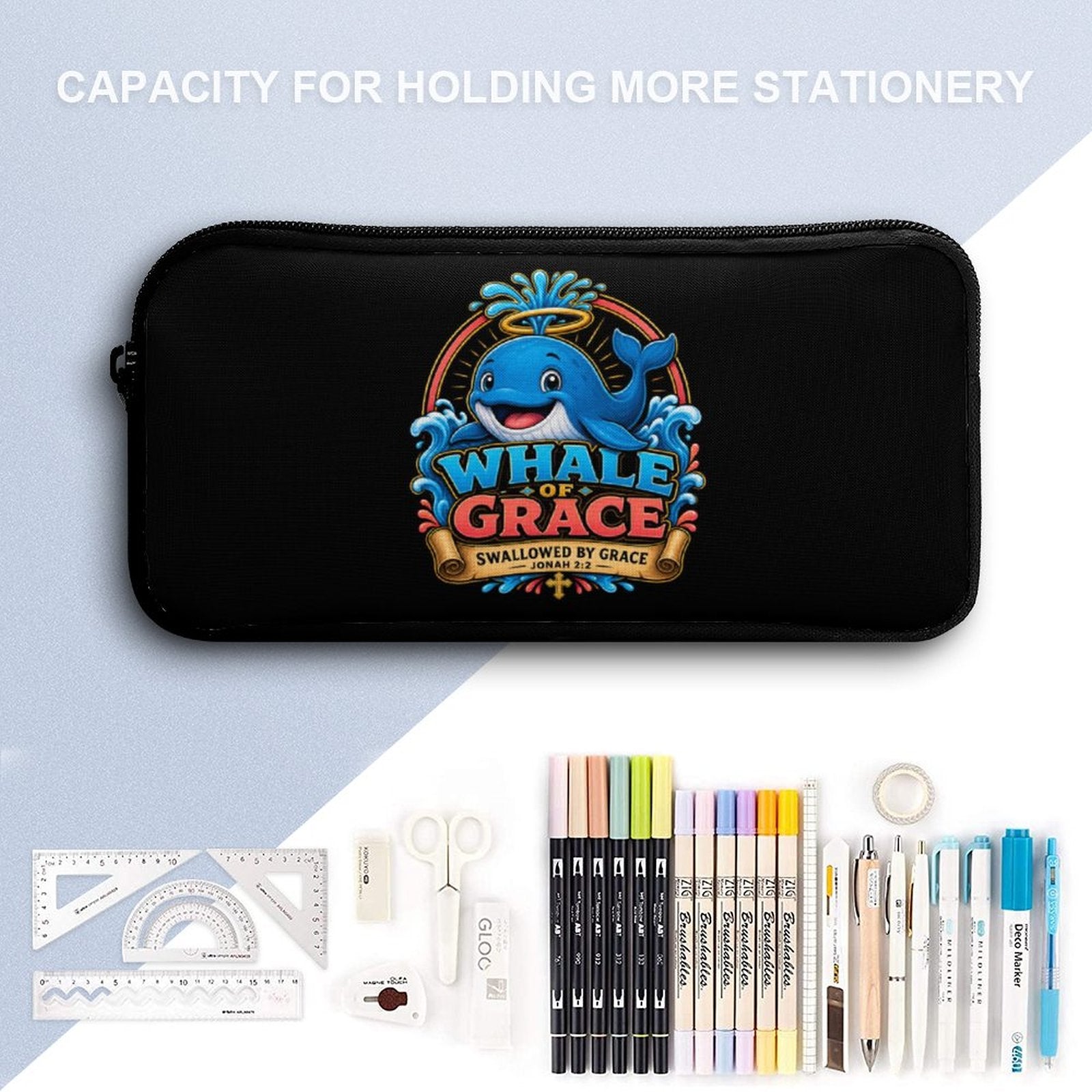 Whale Of Grace Christian 3 PCS Bag Set (Backpack, Lunch Bag and Pencil Case) - ClaimedbyGodDesigns