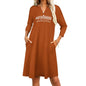 Motherhood Is My Ministry Christian V-neck 3/4 Sleeve Dress with Pockets