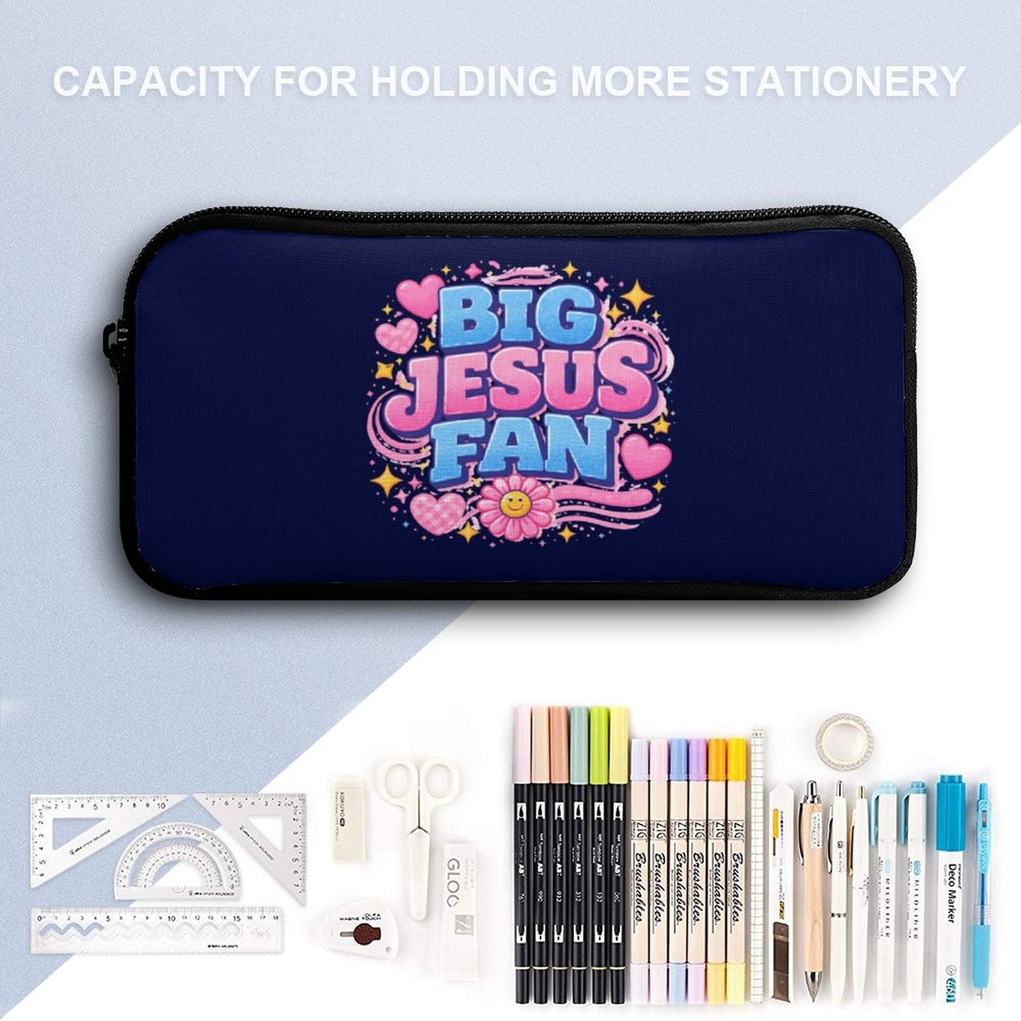 Big Jesus Fan 3 PCS Christian Backpack Set (Backpack, Lunch Bag and Pencil Case) - ClaimedbyGodDesigns