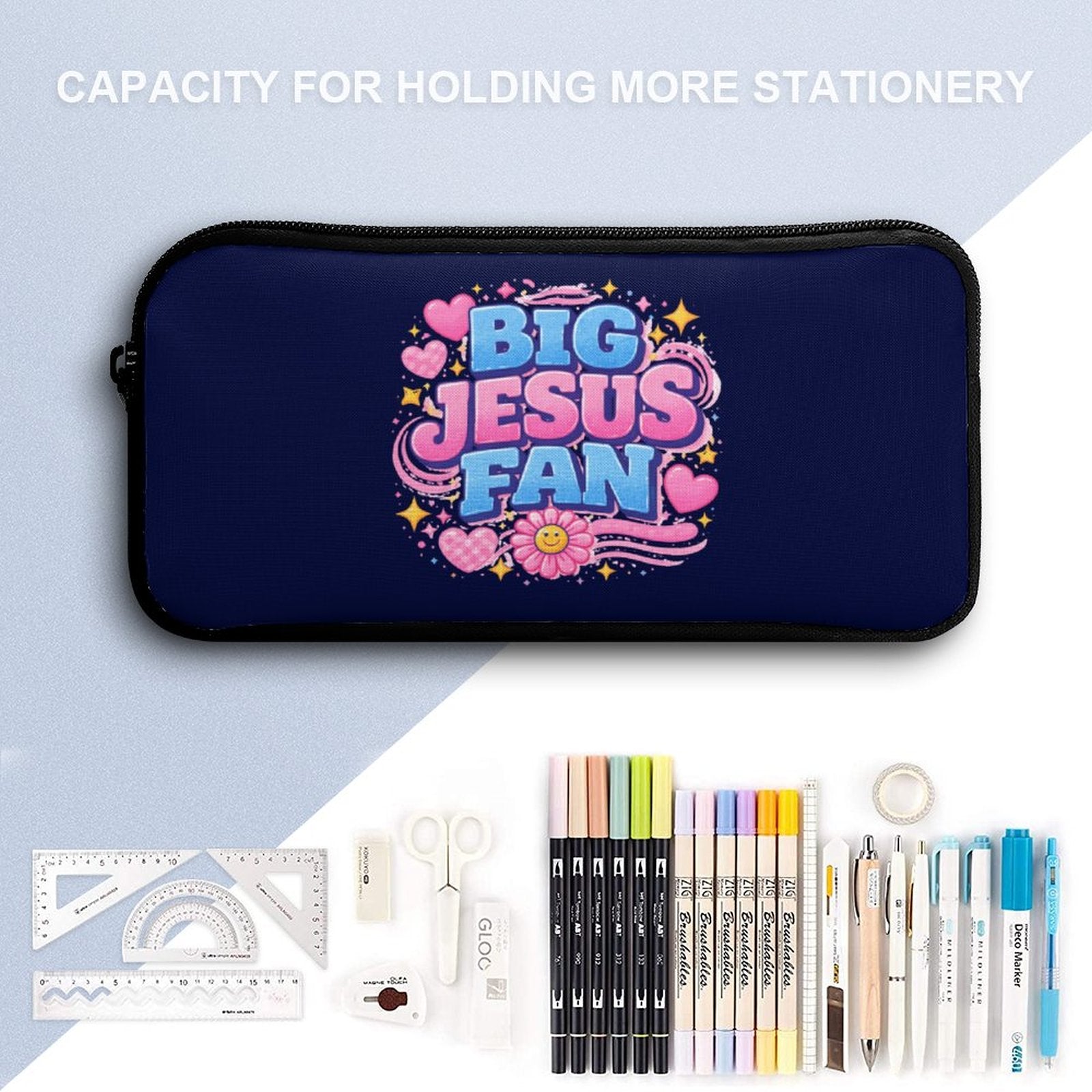 Big Jesus Fan 3 PCS Christian Backpack Set (Backpack, Lunch Bag and Pencil Case) - ClaimedbyGodDesigns