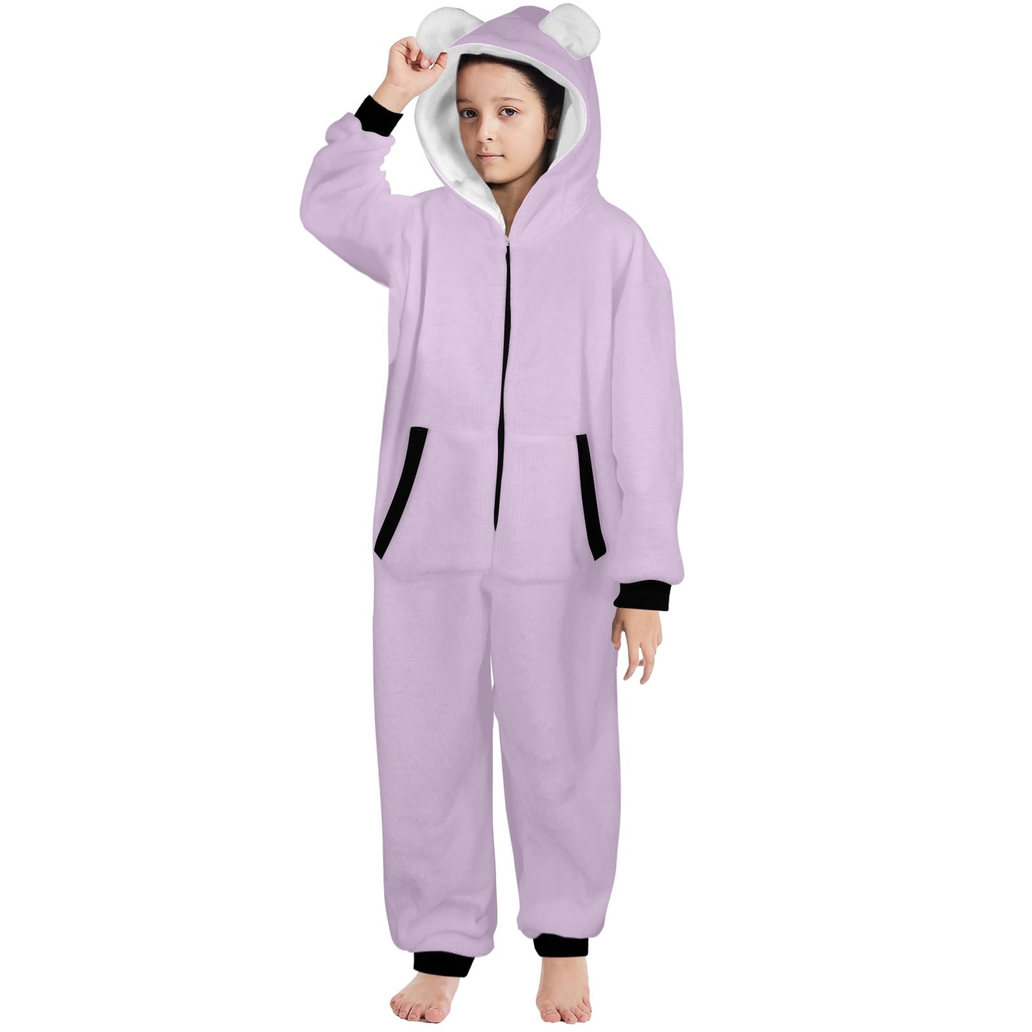 Relax He Is In Control One-Piece Zip Up Hooded Pajamas for Big Kids (Youth)