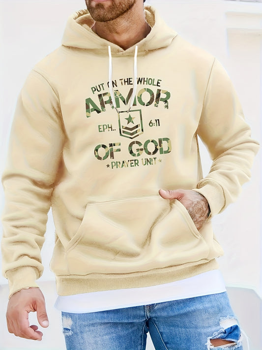 Ephesians 6:11 Prayer Unit: Put On The Whole Armor Of God Men's Christian Pullover Hooded Sweatshirt claimedbygoddesigns