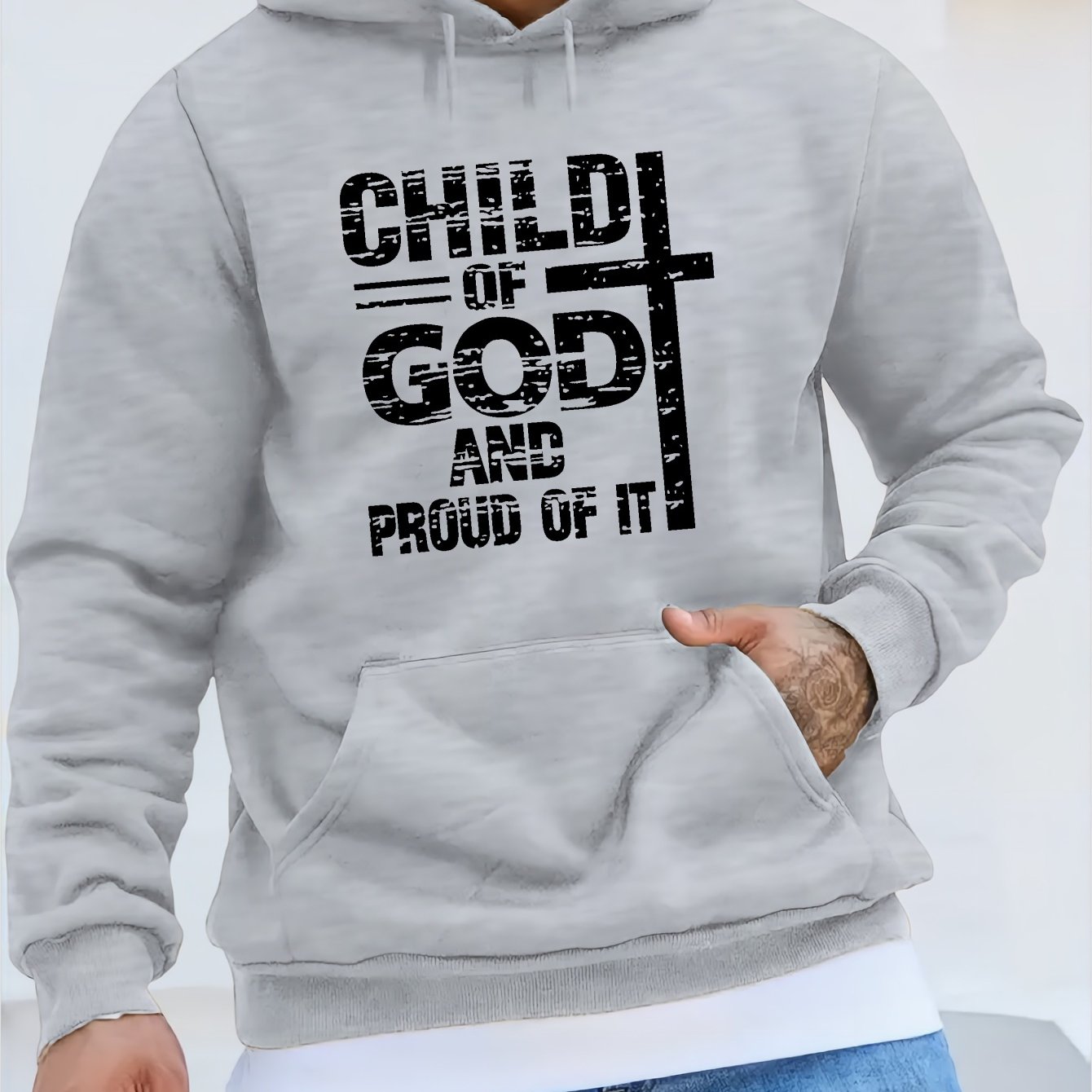 CHILD OF GOD AND PROUD OF IT Men's Christian Pullover Hooded Sweatshirt claimedbygoddesigns