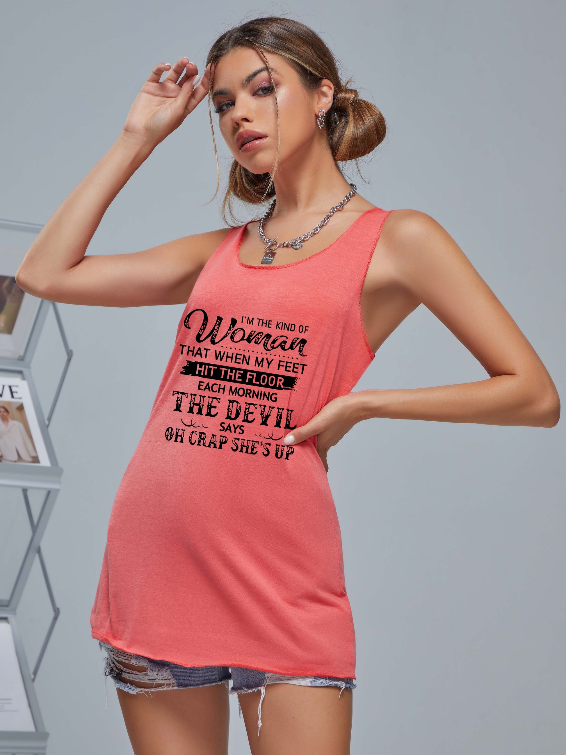 The Devil Says Oh Crap She's Up Women's Christian Tank Top claimedbygoddesigns