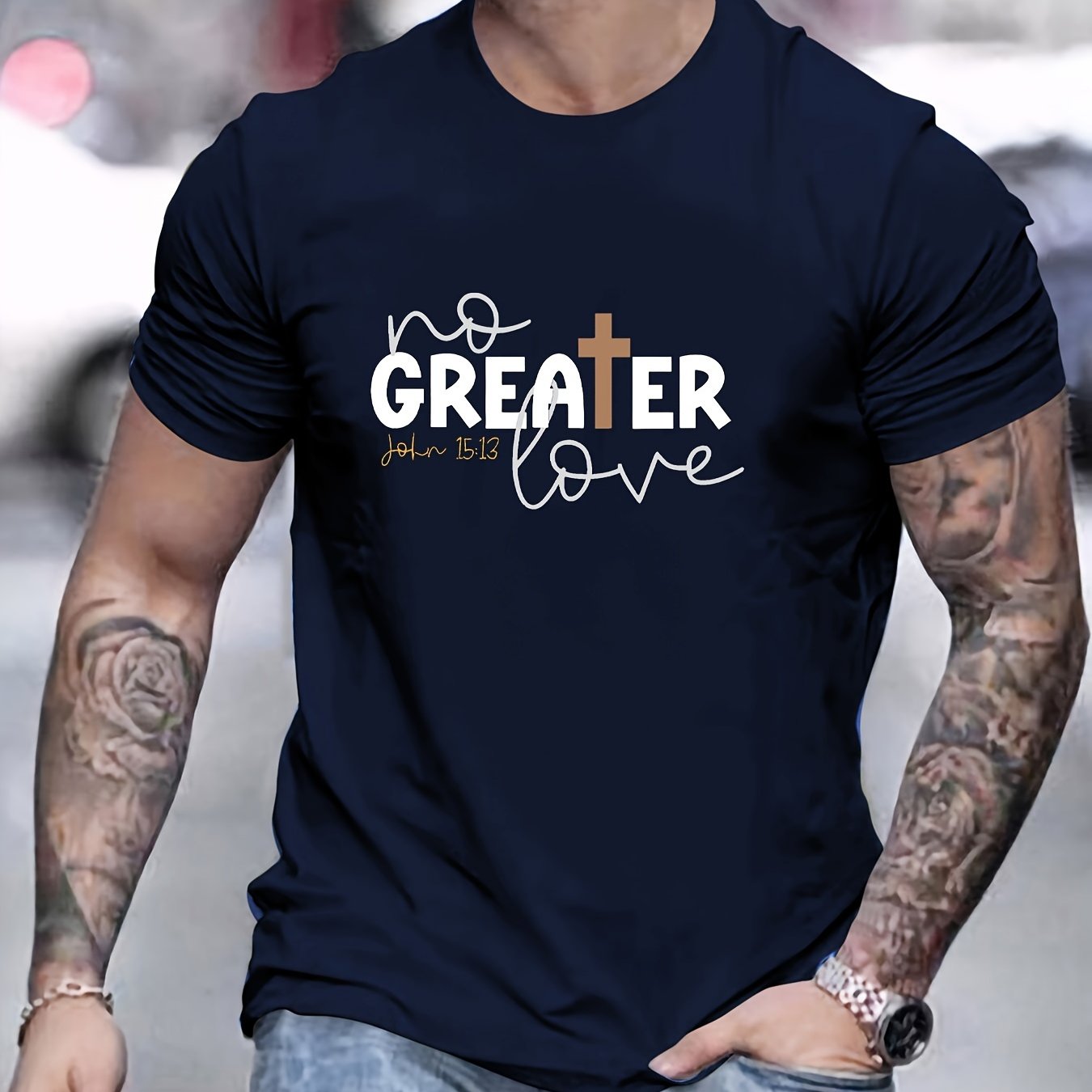 John 15:13 NO GREATER LOVE Men's Christian T-shirt claimedbygoddesigns