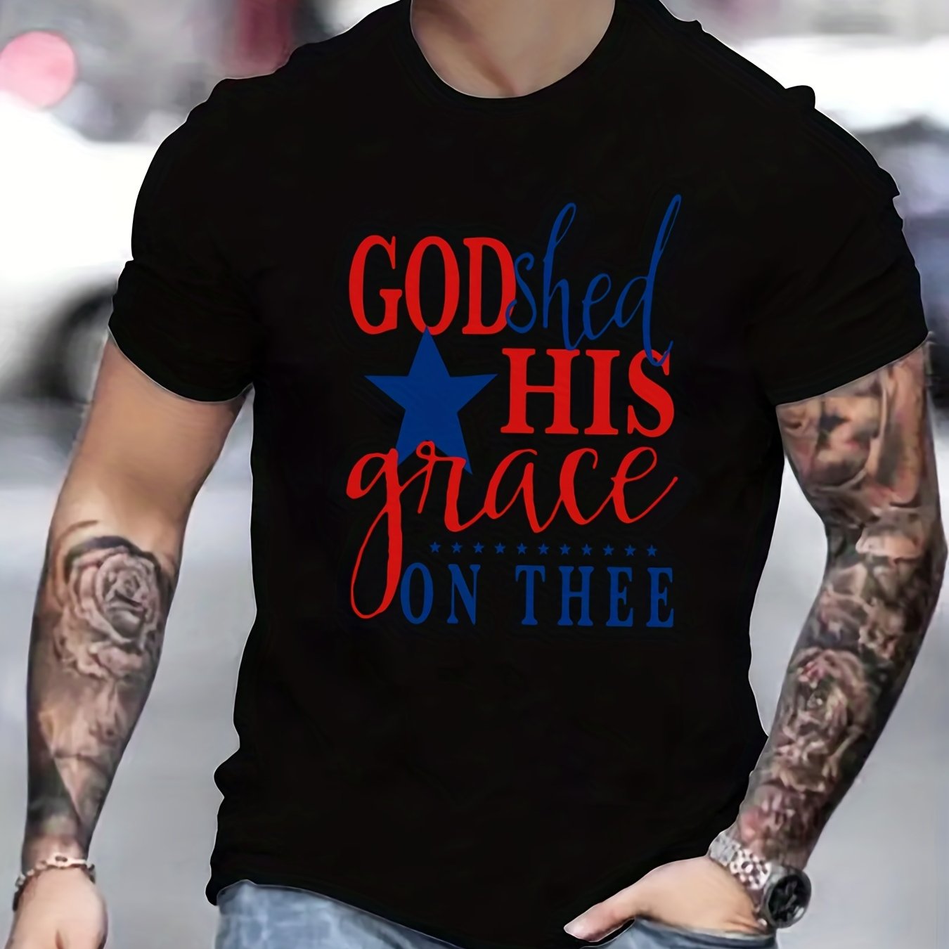 God Shed His Grace On Thee Men's Christian T-Shirt claimedbygoddesigns