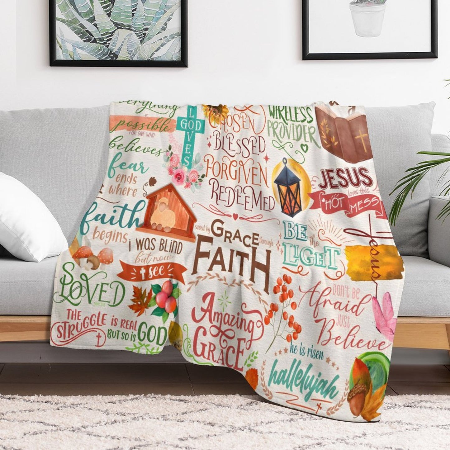 Bible Verse 3 Christian Flannel Throw Blanket