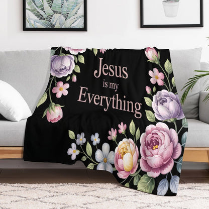 Jesus Is My Everything Christian Flannel Throw Blanket
