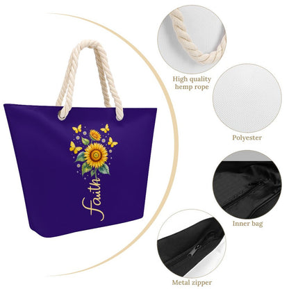 Faith Christian Large Jute Tote Bag