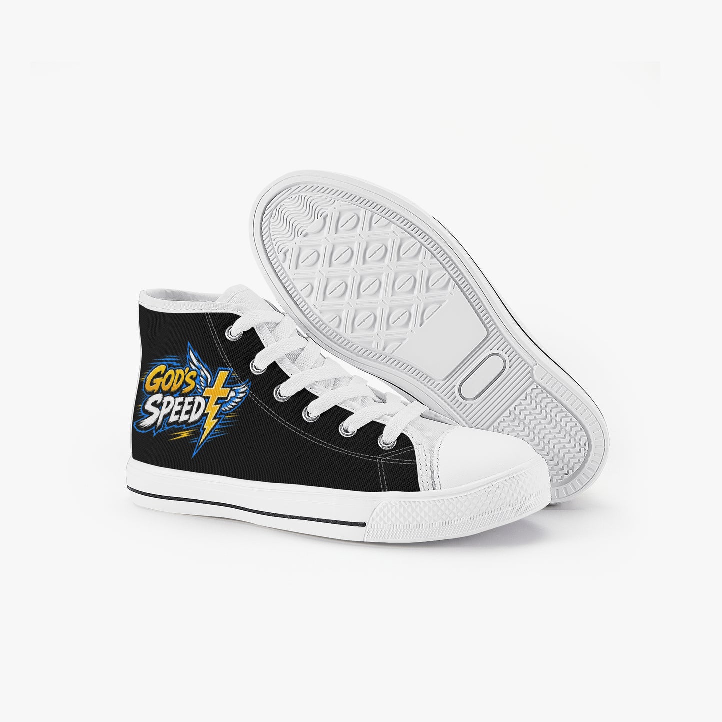 God's Speed Christian Kid’s High - Top Canvas Shoes - ClaimedbyGodDesigns