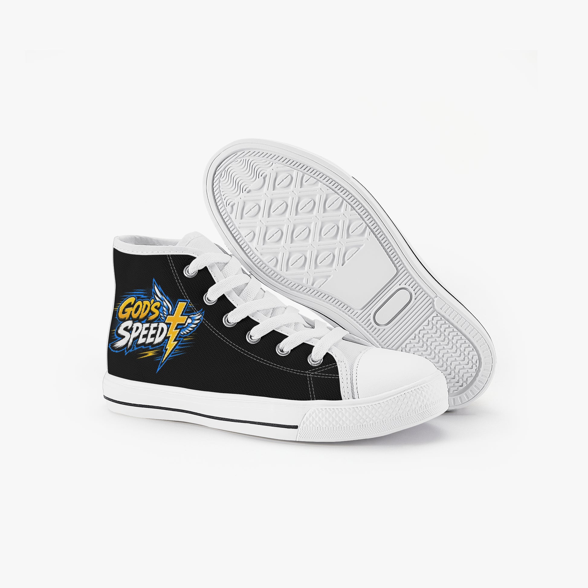 God's Speed Christian Kid’s High - Top Canvas Shoes - ClaimedbyGodDesigns
