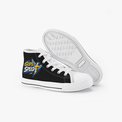 God's Speed Christian Kid’s High - Top Canvas Shoes - ClaimedbyGodDesigns