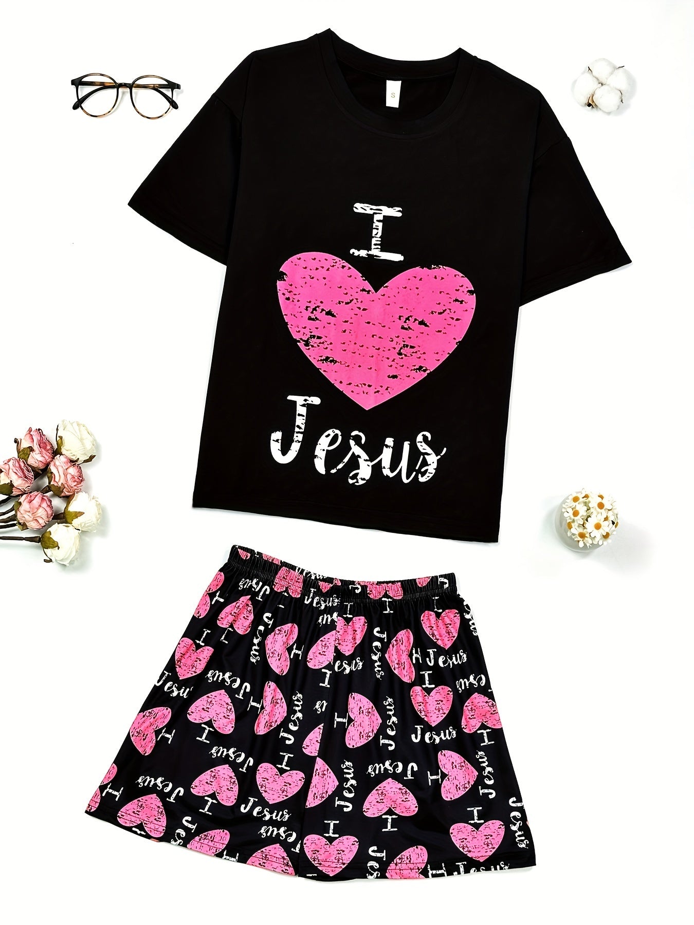 I Love Jesus Women's Christian Pajama Set claimedbygoddesigns
